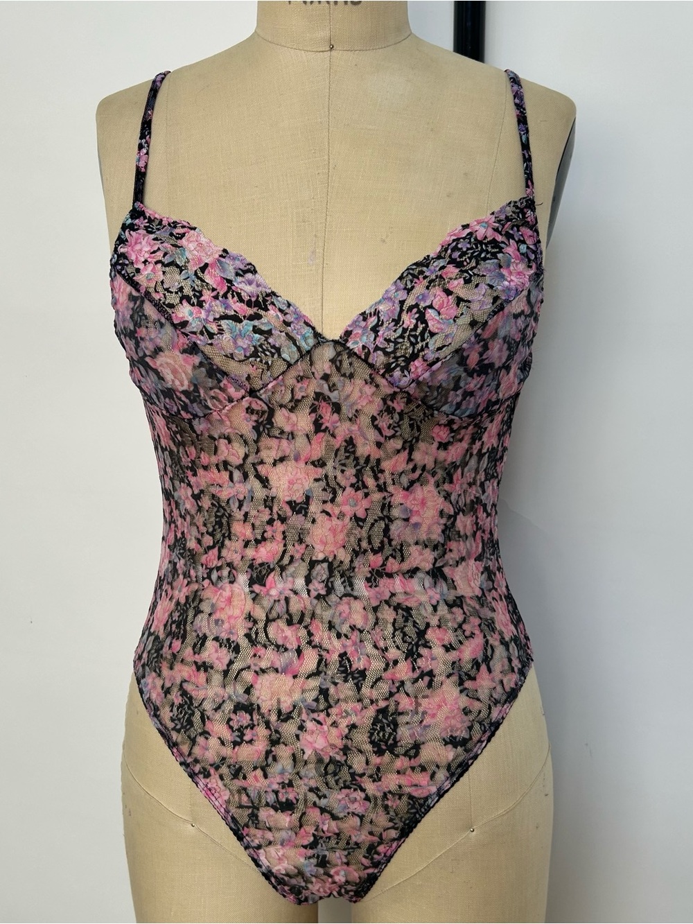 Undercover Pink and Black Floral Lace Chemise